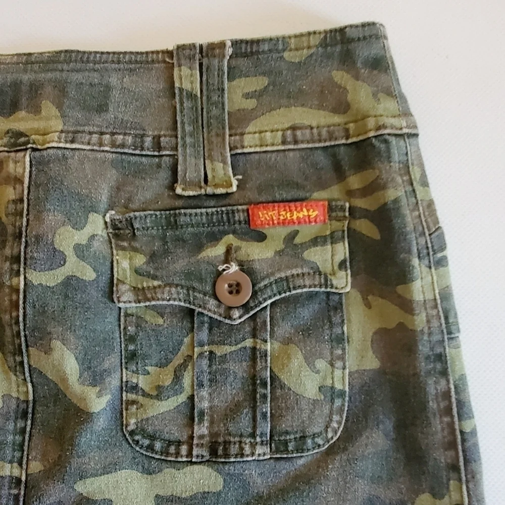 1431 * !It Jeans Camo Print Mini Skirt Green Brown Black Size 3/4 90s